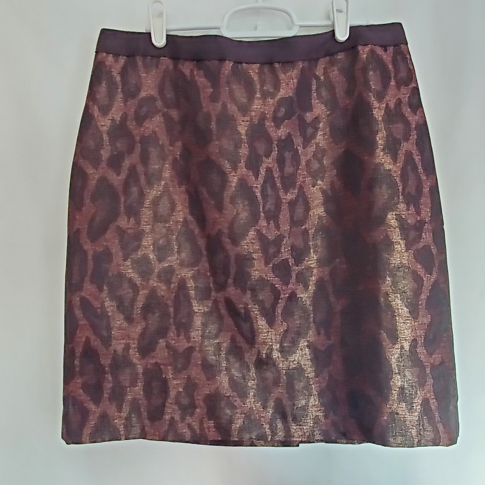 Ann Taylor Bronze Black Animal Print Gilded Metallic Lined Lightweight Size 10